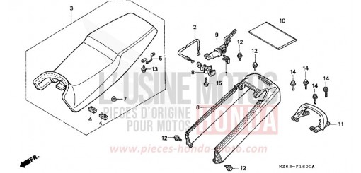 SITZ/WINDLAUF, HINTEN NTV650T de 1996